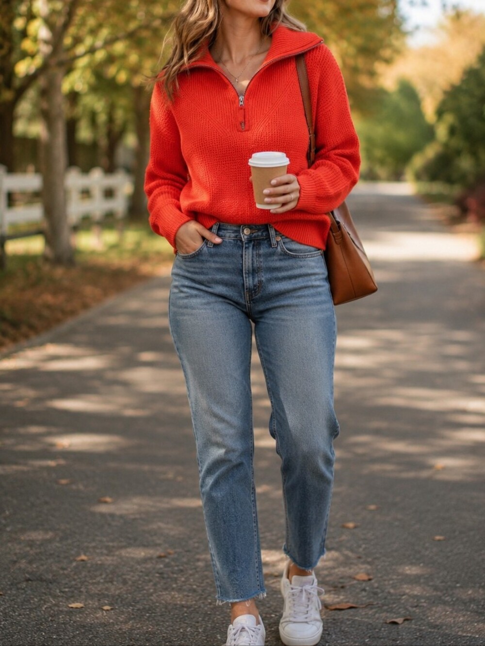 Aerie Orange Cotton Blend Quarter Zip Pullover Sweater Cozy Knit Casual Cozy